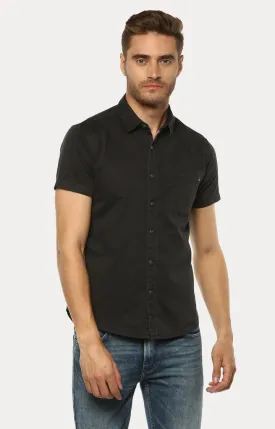 Spykar Men'S Black Cotton Solid Casual Shirts