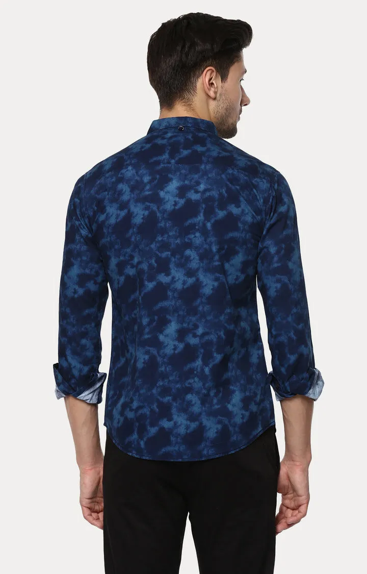 Spykar Men'S Blue Cotton Camouflage Casual Shirts