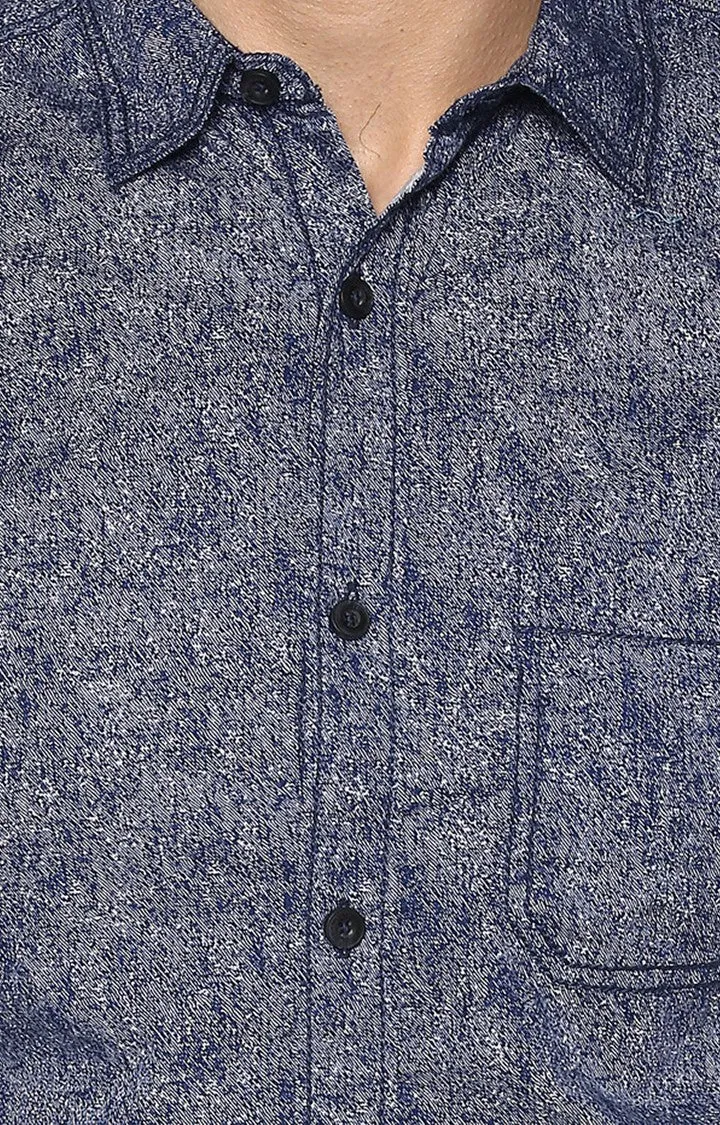 Spykar Men'S Blue Cotton Printed Casual Shirts