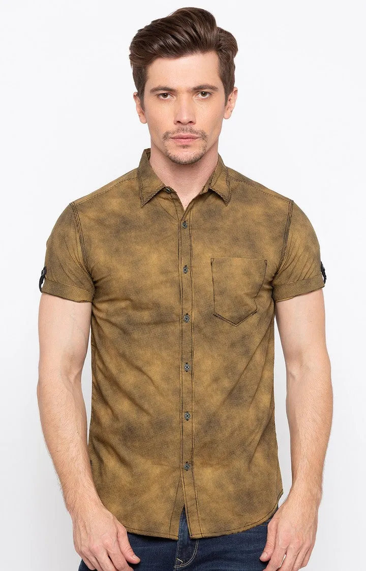 Spykar Men'S Brown Cotton Melange Casual Shirts