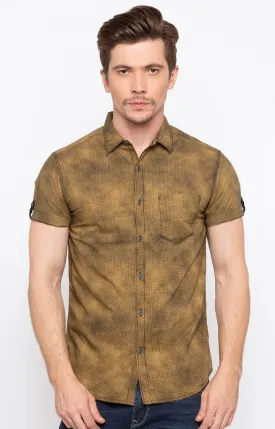 Spykar Men'S Brown Cotton Melange Casual Shirts