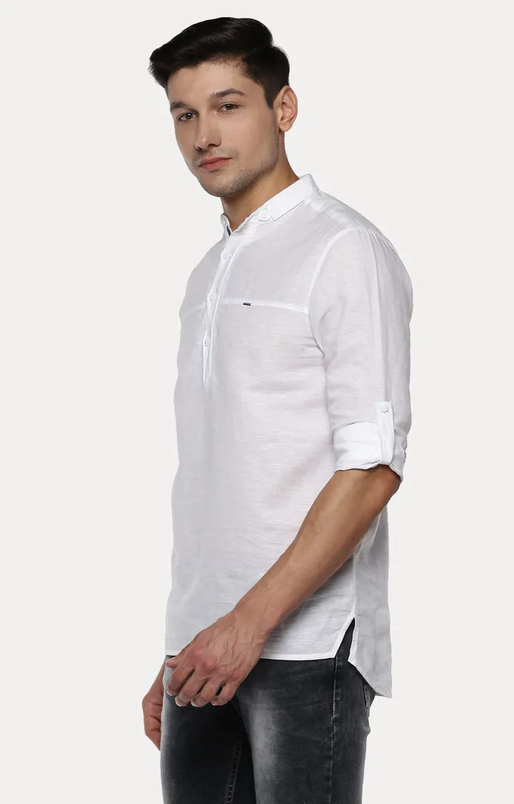 Spykar Men'S White Cotton Melange Casual Shirts