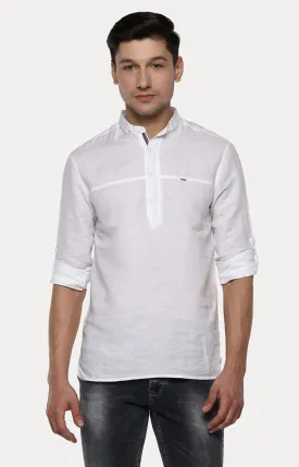 Spykar Men'S White Cotton Melange Casual Shirts