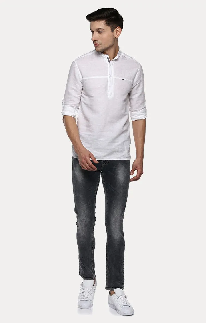 Spykar Men'S White Cotton Melange Casual Shirts