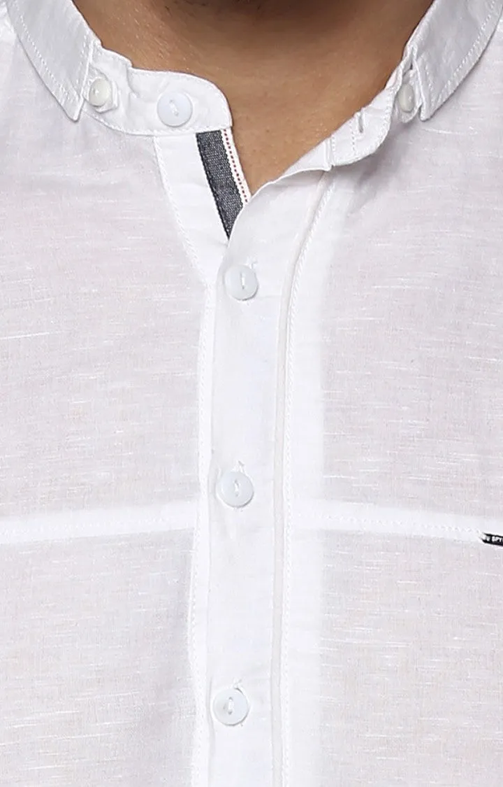 Spykar Men'S White Cotton Melange Casual Shirts