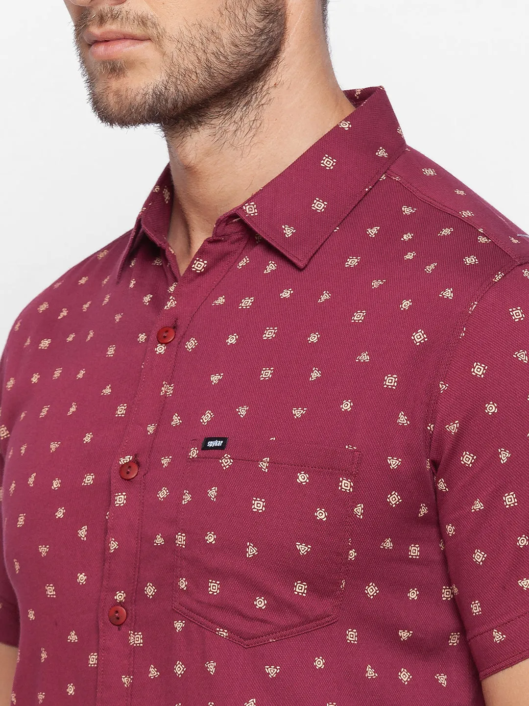 Spykar Slim Fit Pink Cotton Men Shirt