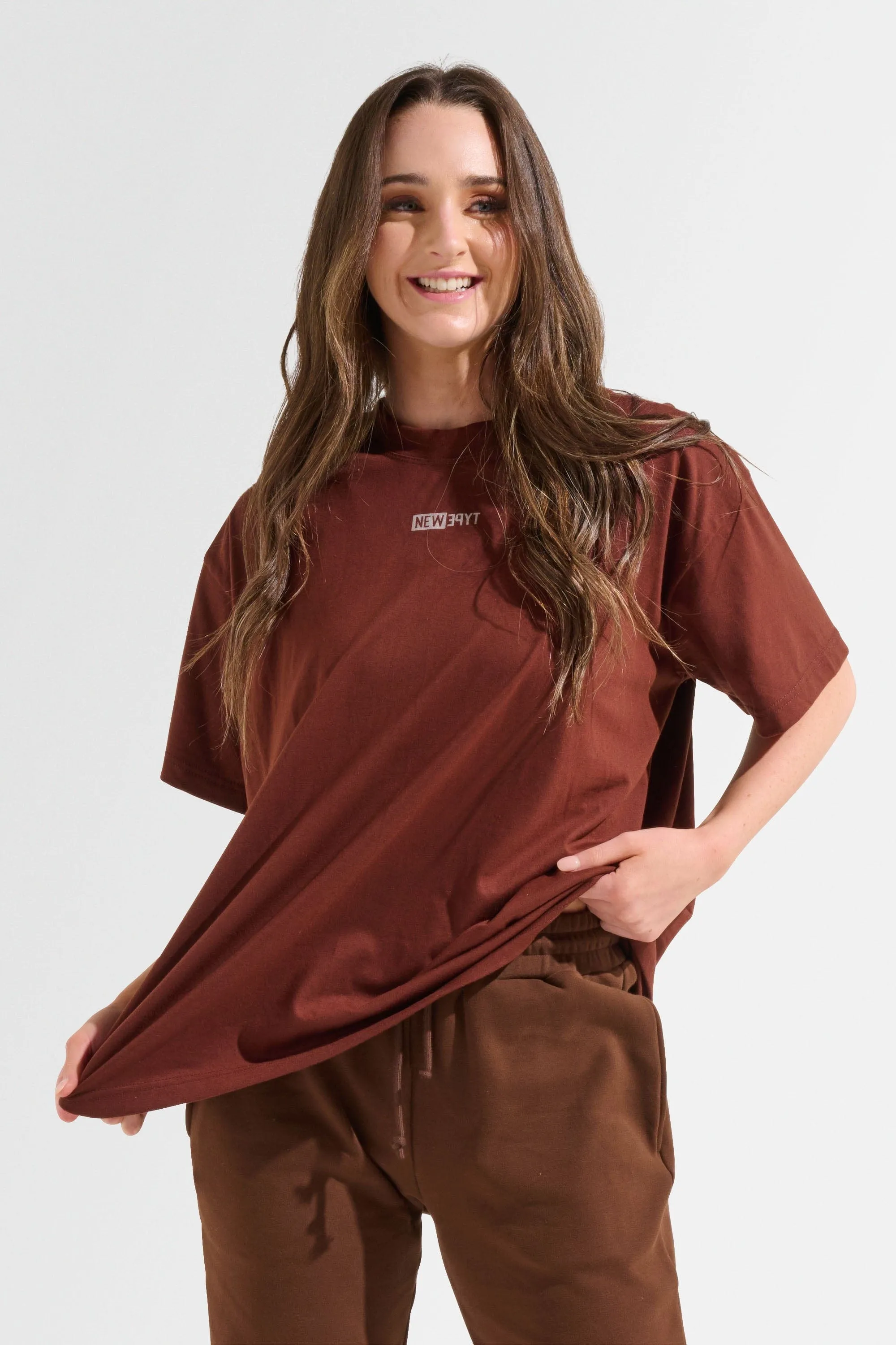 Statement Oversized Tee - Brown