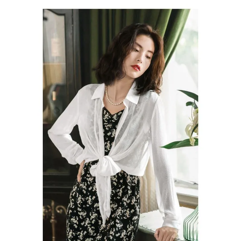 Sun-Protection Versatile Tie-Up Slimming Chic Shirt