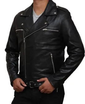 The Walking Dead Negan Jeffrey Dean Morgan Black Real Leather Jacket