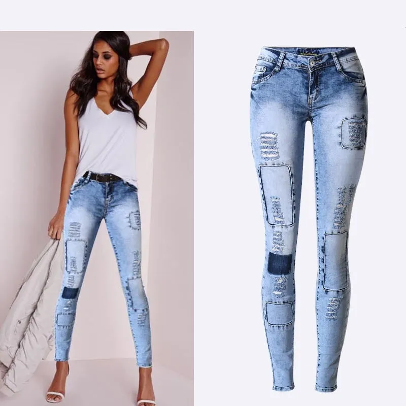 Trendy Rigid Low Waist Pencil Denim Jeans