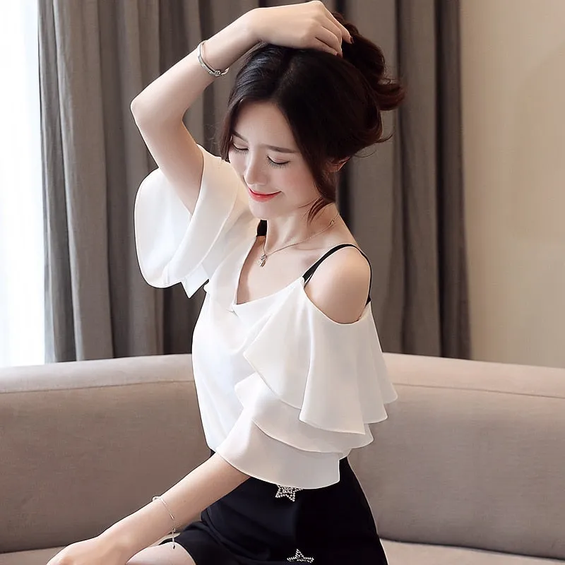 Trendy White Chiffon Blouse