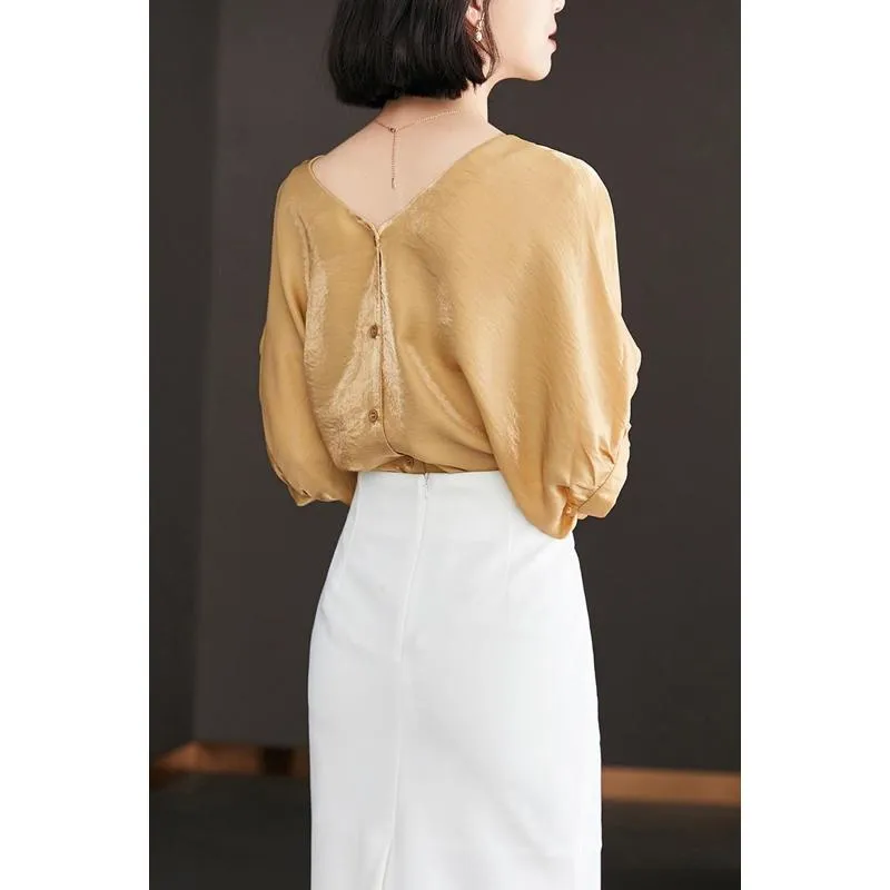 Twisted Knot Elegance Chiffon Two-Sided Wear Loose Fit Blouse