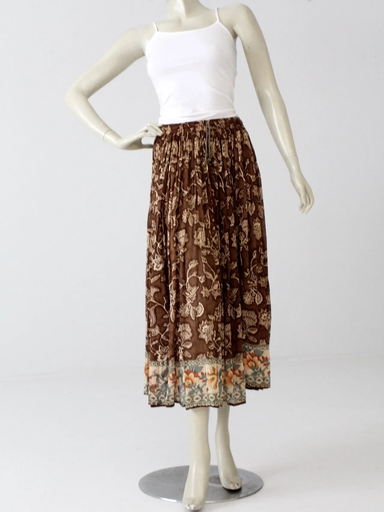 vintage 80s floral gauze cotton skirt