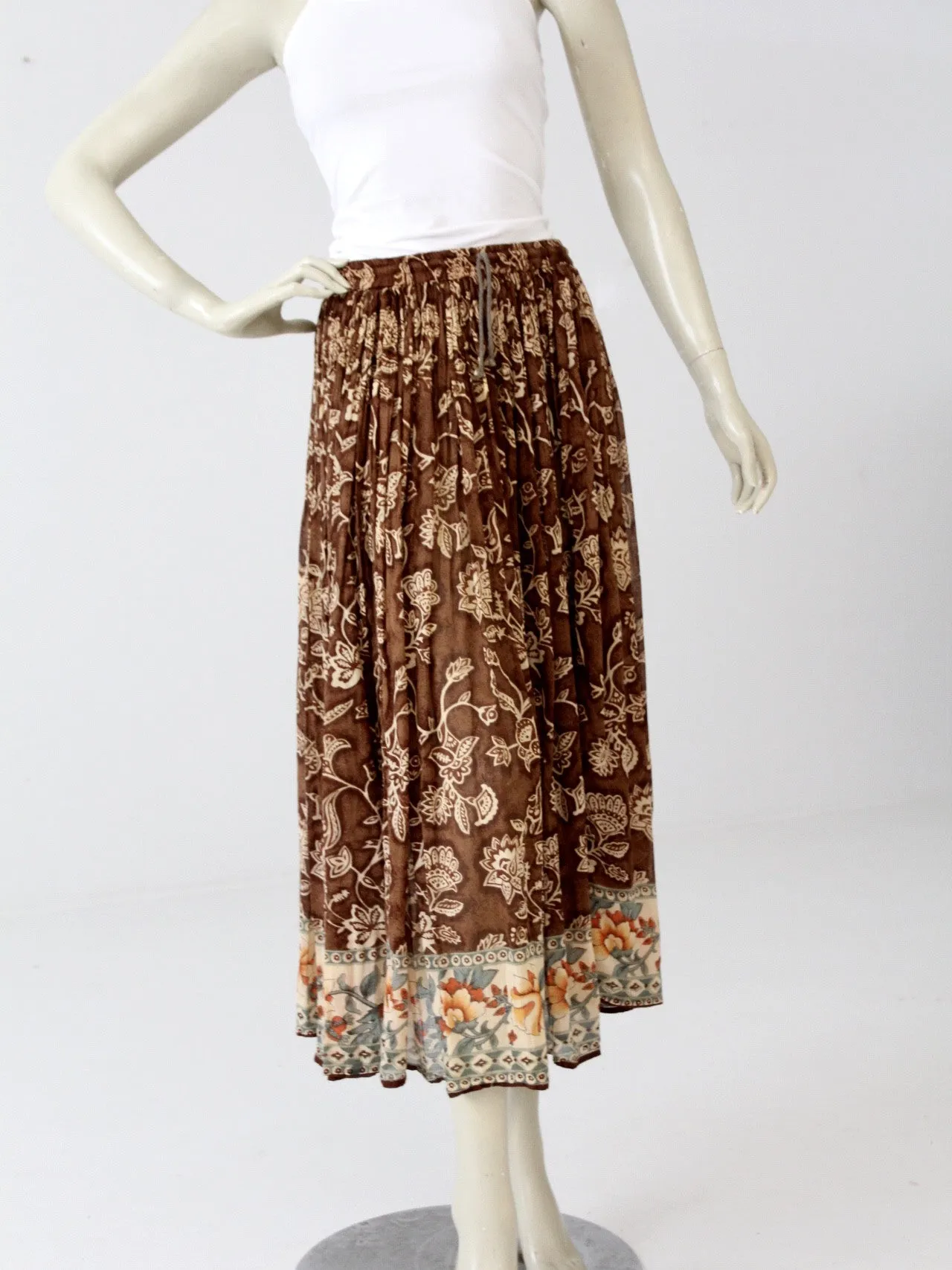 vintage 80s floral gauze cotton skirt