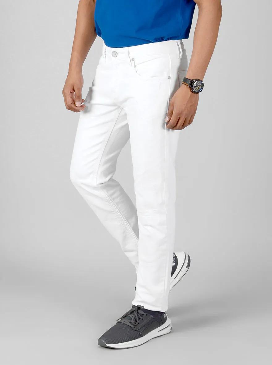 White Solid Slim Fit Jeans | JadeBlue