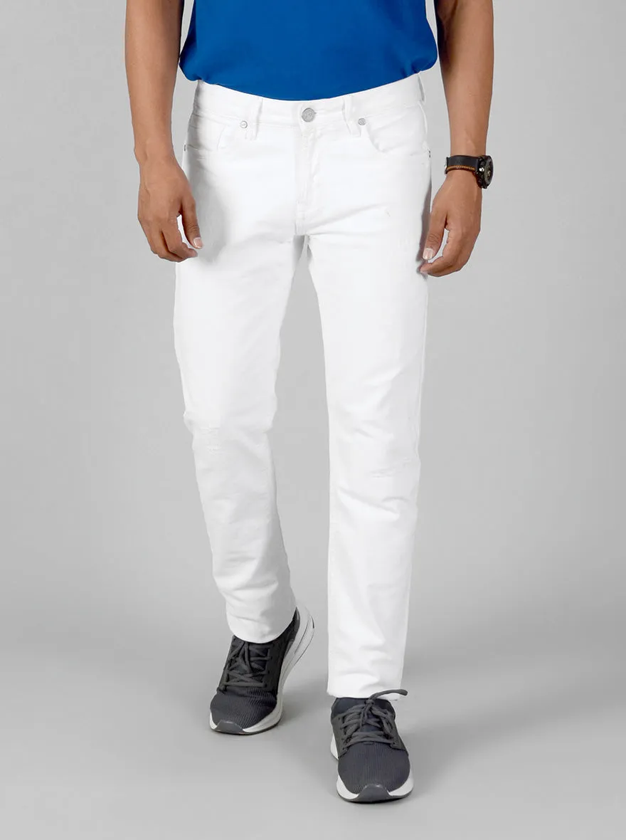 White Solid Slim Fit Jeans | JadeBlue