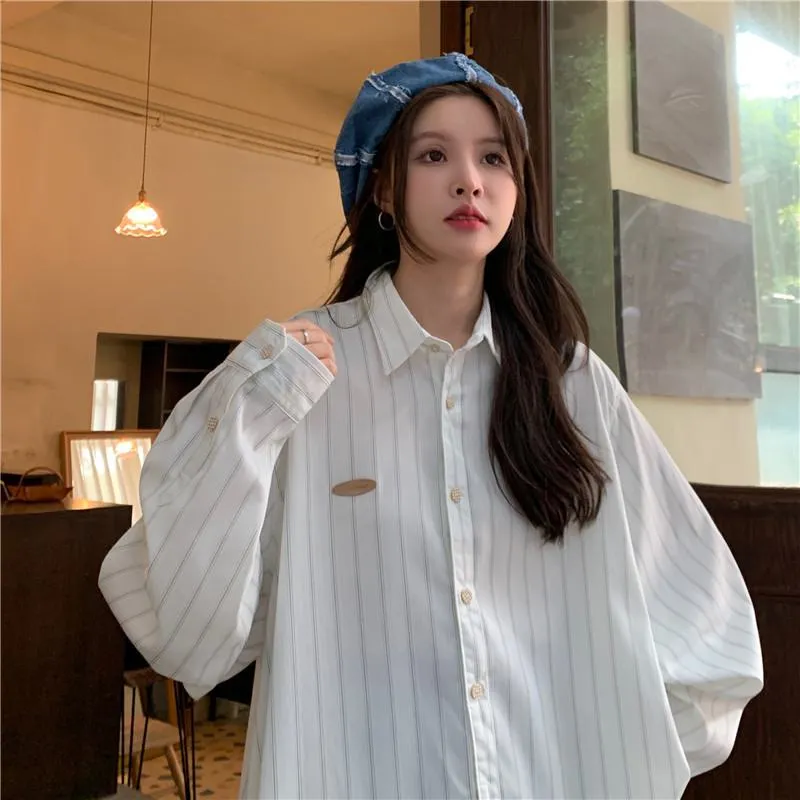 White Stripe Loose Fit Slimming Casual Shirt