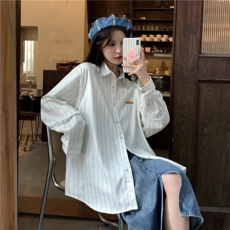 White Stripe Loose Fit Slimming Casual Shirt