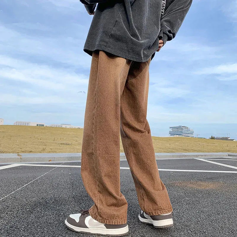 Wiaofellas  -  Brown Baggy Jeans Men Fashion Casual Vintage Straight Jeans Men Streetwear Hip Hop Loose Denim Pants Mens Trousers M-3XL