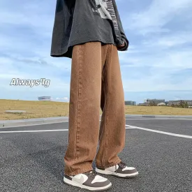 Wiaofellas  -  Brown Baggy Jeans Men Fashion Casual Vintage Straight Jeans Men Streetwear Hip Hop Loose Denim Pants Mens Trousers M-3XL