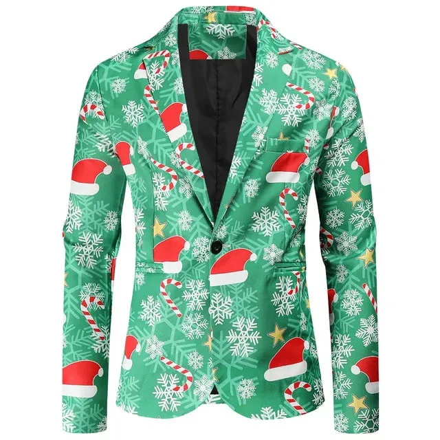 Wiaofellas New Fashion Mens Blazer Coats Slim Fit Halloween Printing Floral Men Suit Jackets Tuxedo Prom Men Clothing