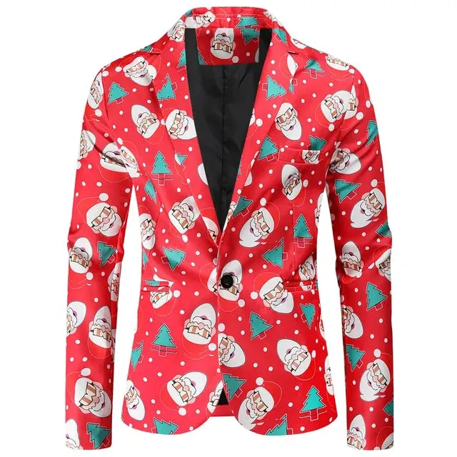 Wiaofellas New Fashion Mens Blazer Coats Slim Fit Halloween Printing Floral Men Suit Jackets Tuxedo Prom Men Clothing