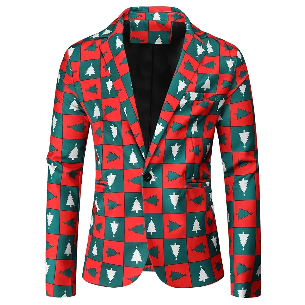 Wiaofellas New Fashion Mens Blazer Coats Slim Fit Halloween Printing Floral Men Suit Jackets Tuxedo Prom Men Clothing