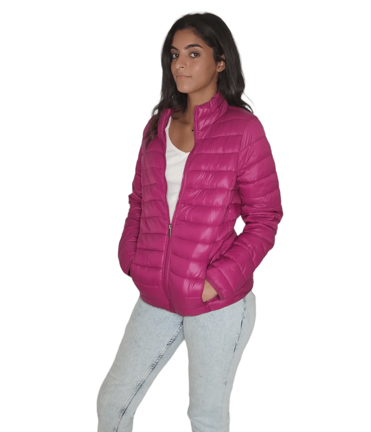 Women Puffer Jacket - Purple/Fuchsia