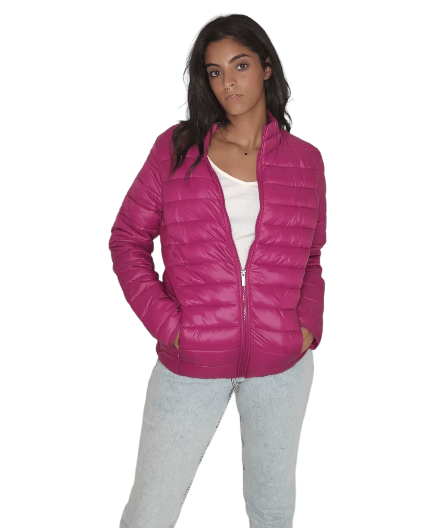 Women Puffer Jacket - Purple/Fuchsia