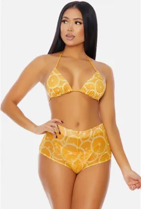 Yellow Orange Mimosa Ocho Rios Mesh Pool Swimwear Bottom Shorts