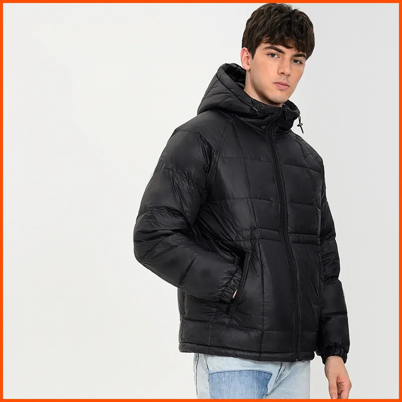 Zippered Pocket Thickened Hooded Down Jacket