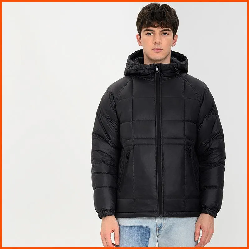 Zippered Pocket Thickened Hooded Down Jacket